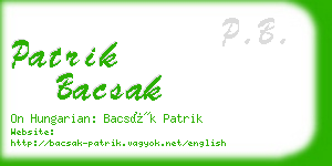 patrik bacsak business card